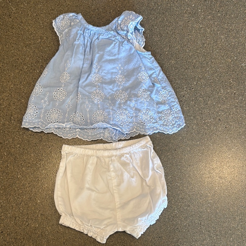 Little Me Blue and White Matching Set with Diaper Covers